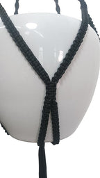 4 Legs Polypropylene Fiber Rope Macrame Plant Hanger Hanging Planter Holders Black& White Color, 48-inches for 10-12" Pot (Black)