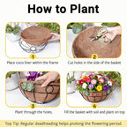 ZeeDix 2 Pack 14 Inch Metal Outdoor Plant Hanging Baskets, Round Wire Planter Basket with Coco Coir Liner, Large Hanging Flower Pots for Outdoor Garden Yard Patio Porch Balcony Decor