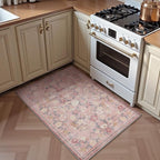 AMOAMI Front Door Mat Indoor Entrance, 2x3 Machine Washable Floral Rugs for Entryway Rug Non Slip Ultra-Thin Soft Boho Small Area Rug Low Pile Throw Rugs for Entrance Kitchen Bathroom, Pink