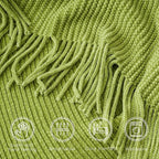 BATTILO HOME Apple Green Throw Blanket for Couch, Soft Chenille Knit Throws with Tassels for Home Decor, Spring Green Throws for Couch Cover, 60"x80"
