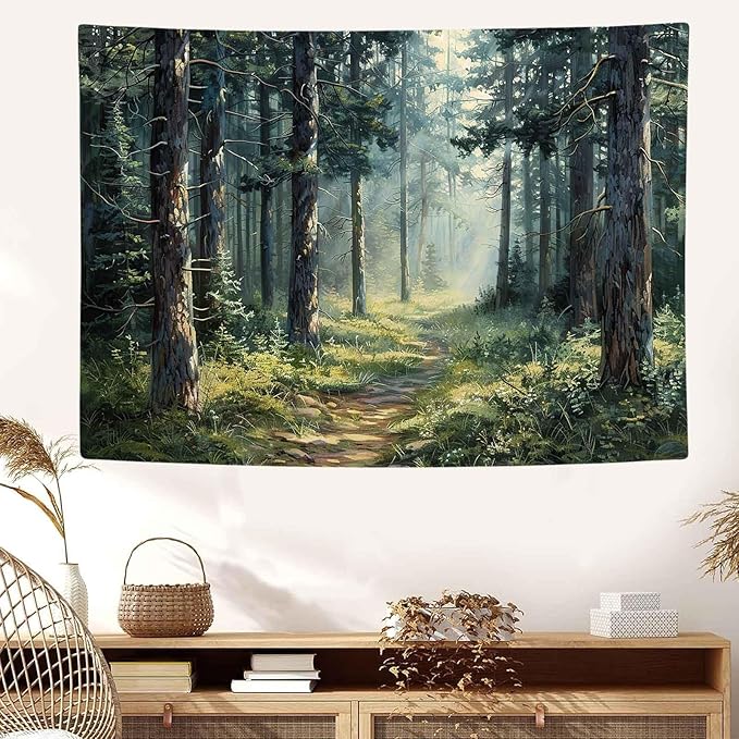 MCKTOM Forest Tapestry Home Decor Nature Landscape Tapestry Magic Tree Woodland Scenery Tapestries Wall Hanging for Bedroom Living Room Aesthetic Decoration 80 x 60 Inch