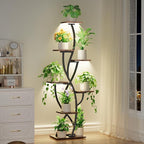 Plant Stand Indoor with Grow Lights - 58" Corner Plant Shelf Indoor, 7 Tiered Tall Lighted Plant Stand for Indoor Multiple Plants, Flower Stands Display Rack Holder for House, Patio, Black