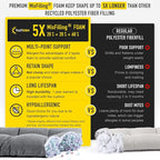 SUNROX LokGrip Non Slip Tufted Memory Foam Bench Cushion, FadeShield Water Resistant Durable Thicken Outdoor/Indoor Bench Seat Pads 48x16x4 inch, Heather Charcoal