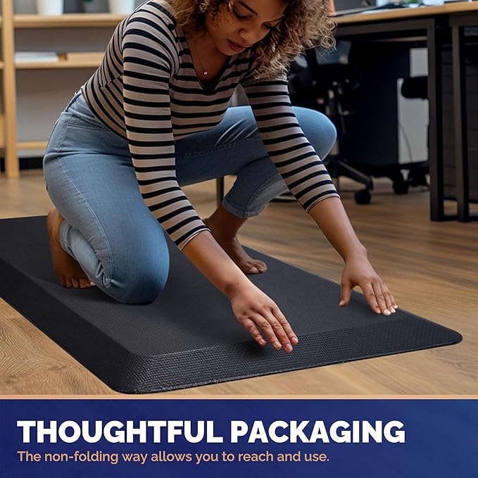 FEATOL Anti Fatigue Mats for Standing, 9/10 Extra Thick Ergonomic Standing Desk Mat, Comfort & Durable Memory Foam Standing Mat at Home,Office All Day (24" x 36", Black, 2PC)