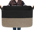 Goodpick Large Blanket Basket, 22" x 17" x 12" Wicker Storage Baskets for Organizing, Rectangle Nursery Basket for Toys Storage, Dirty Clothes Baskets for Living Room, Bedroom