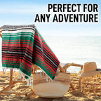 Hydration Nation Authentic Extra Large Mexican Blanket (70"x50") - Handwoven Yoga, Serape- Artisanal Falsa, Beach, Camping, Picnic, Outdoor - Storm Orange