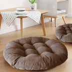 Sexysamba Round Floor Seat Pillows Cushions 22" x 22", Soft Thicken Yoga Meditation Cushion Pouf Tufted Corduroy Tatami Floor Pillow Reading Cushion Chair Pad Casual Seating for Adults & Kids, Coffee