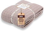 Gold Case Throw Blanket for Bed - 100% Recycled Turkish Cotton Blanket - Retro Lightweight Soft Throw Blankets for Bed & Living Room - Twin Size Cozy Blankets - 71x90 - Beige