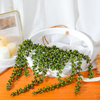 Floweroyal Artificial Succulents Hanging Plants 20.1'' Fake String of Pearls in Pot with 9.4'' Lanyard for Indoor Outdoor Wall Decor (Large).