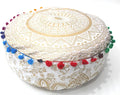 CRAFT KALA Gold Large Hippie Mandala Meditation Floor Ottoman Pillow Cushion Pouf Cover Square Poufs Bohemian Circle Floor Cushion Case Outdoor Fireplace Yoga Living Room Decor Cover 18" Round