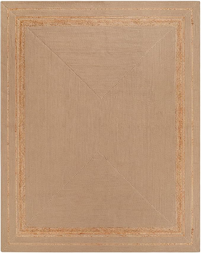 DEXI Jute Rug Natural Fiber 8x10, Braided Woven Area Rugs No Shed, Large Soft Neutral Rustic Carpet Mat for Indoor Entryway Outdoor Patio Dining Living Room Bedroom Farmhouse, Beige/Natural