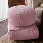 SUTAVIA Pouf Ottoman Cover Unstuffed Pouf Seat Decorative Soft Storage Bean Bag 20x20x8 Inches Floor Footrest for Living Room Bedroom (Dusty Pink, Round)