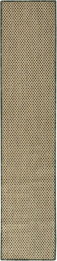 Nourison Home Courtyard 8' Runner Green Fabric Area Rug