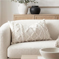 BlissBlush Pure White Decorative Lumbar Pillow Cover 14x24, Boho Accent Throw Pillow Case for Couch Sofa Bed, Modern Farmhouse Textured Lumbar Cushion Bedroom Living Room, Cover ONLY