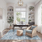 Area Rugs 4x6 for Living Room, Vintage Abstract Washable Rugs for Dining Room, Kitchen, Non-Slip Area Rug Blue