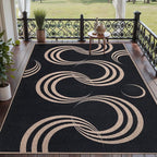 Tangsoo Easy Jute 5x7 Area Rug for Living Room,Black Thin Washable Rug Non Slip Rubber Backing Indoor Outdoor Carpet,Farmhouse Modern Throw Mat for Office Balcony Backyard Patio