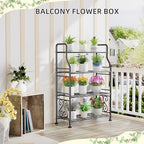 GIOTORENT Plant Stand Outdoor Indoor 4 Tier Metal Waterproof - 41.3" Plant Shelf for Patio, Balcony, Living Room, Large Capacity Tiered Plant Rack, Black