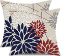 DFXSZ 4th of July Pillow Covers 18x18 Inch Set of 2 Patriotic Blue Red Floral Outdoor Waterproof Decorative Throw Pillows Polyester Cushion Case Decor for Patio Funiture Garden Couch 01H18