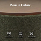 30 Inch Round Storage Ottoman Coffee Table, Modern Boucle Ottoman with Lift-Off Lid and Solid Wood Legs for Living Room, Bedroom, Corners, Apartments (Green)