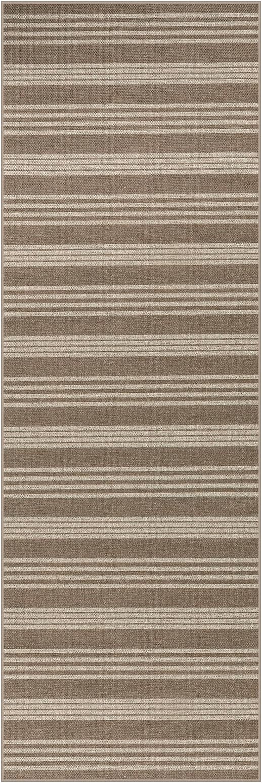Lahome Striped Easy Jute 2x6 Runner Rug, Farmhouse Kitchen Rugs Non Slip Washable Entryway Hallway Runner, Neutral Non Shedding Lightweight Indoor Outdoor Carpet for Foyer Corridor, Khaki
