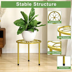 VECELO Metal Plant Stands Set of 5, Multiple Heavy Duty Flower Pot Stand, Round Plant Holder, Gold