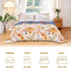 MSGKV Boho Throw Blanket for Couch Chair 100% Cotton Floral Blanket 50"x60" Sofa Blankets Lightweight Farmhouse Muslin Spring Breathable Bed Blankets Home Decor All Seasons