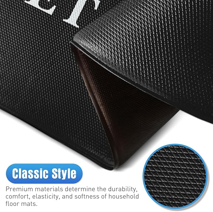 HappyTrends Kitchen Mat for Floor, 2PCS Cushioned Anti-Fatigue Kitchen Rugs, Waterproof Non-Slip Standing Mats and Rugs Set for Kitchen, Office, Laundry, Black, 17.3"×30"+17.3"×47"