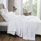 VHC Brands 100% Cotton Waffle Weave Twin Blanket 66"x90", Decorative Lightweight Spring and Summer Throw Blanket, Bedroom Decor for Bed, Couch, or Sofa, White