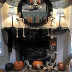 Set of 5 Halloween Creepy Gauze Cloth Decoration, Indoor Outdoor Black Scary Halloween Gauze Tapestry Decor, Spooky Decorations for Home Wall Yard Haunted House Party Supplies, 72 x 30 inch