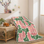 Boho Abstract Colorful Floral Throw Blanket, Vintage Retro Patchwork Pink Green Flower Botanical Geometric Aesthetic Groovy Flannel Throw Blanket for Chair Bed Sofa Couch, 60X70IN