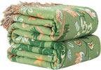 Boho Throw Blanket for Bed-100% Cotton Soft Breathable Farmhouse Decor Boho Quilt for Sofa (Bright Green, 60"x80")
