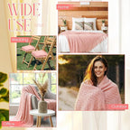 Buryeah 6 Pack Boho Knitted Throw Blankets with Tassels 50x60 Soft Warm Throws Bulk for Wedding Guests Housewarming Employee Teacher Appreciation Gifts Cozy Farmhouse Home Decor (Pink)