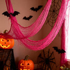 Set of 5 Pink Halloween Gauze Decor, Indoor Outdoor Pink Gauze Tapestry Decor, Halloween Spooky Decorations for Home Table Wall Yard Haunted House Party Supplies, 72 x 30 inch