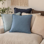 Foindtower Set of 2 Decorative Linen Fringe Lumbar Throw Pillow Covers Boho Farmhouse Cushion Cover with Tassels Soft Accent Pillowcase for Couch Sofa Bed Living Room Home Decor,12×20 Inch,Misty Blue