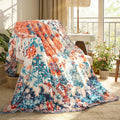 Lahome Rerto Fleece Blanket for Women Boho Bedroom Decor, Small Throw Blanket for Couch Bed Chair Cover, Decorative Fleece Blanket Throws Mom Gift Vintage Home Decor, Bohemian Orange Mutli 50x60