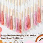 Tiamon Boho Wall Decor - 59'' W x 42'' L Macrame Wall Hanging Beaded Large Tapestry Art for Home Bathroom Farmhouse Bedroom Living Room Office Natural Modern Rustic Decoration