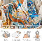 Boho Blanket Soft Muslin BohoThrow Blanket, 100% Cotton Floral Printed Farmhouse Decor All Season Reversible Rustic Throw for Sofa Couch Chair(90"x98")
