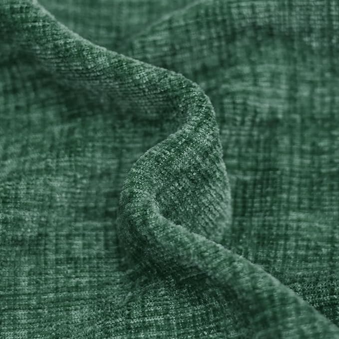 CaliTime Christmas Throw Pillow Covers Decorative 24 X 24 Inches Pack of 2 Cotton Thread Stitching Edges Solid Dyed Soft Chenille Cushion Cases for Couch Sofa Bed Living Room Farmhouse Dark Green