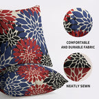 4th of July Pillow Covers 16X16 Inch Set of 2, Blue Red Black Modern Dahlia Floral Print Holiday Decorative Throw Pillow Covers Outdoor Farmhouse Cushion Case for Couch Sofa Bed Decor