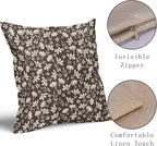 Dark Brown Pillow Covers 20x20 Set of 2 Vintage Floral Rustic Old Style Cute Flower Print Decorative Outdoor Pillowcases Seasonal Farmhouse Throw Cushion Case Decor for Couch Sofa Bed