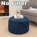 Unstuffed Pouf Ottoman Cover Handmade Footstool Ottoman Storage Solution Floor Pouf Footrest Cushion 20Diameter x12Height Inches for Living Room Wedding Bedroom Navy Blue No Filler
