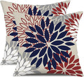 DFXSZ 4th of July Pillow Covers 16x16 Inch Set of 2 Patriotic Blue Red Floral Outdoor Waterproof Decorative Throw Pillows Polyester Pillow Covers Decor for Patio Funiture Garden Couch 002H16