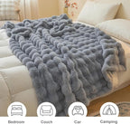 LIFEREVO Luxury Fluffy Faux Rabbit Fur Throw, Plush Fuzzy Bubble Blanket for Couch Sofa, Soft Cute Furry Bed Blanket Home Decoration, Shaggy Throw for Bedroom Living Room Office, 50x60, Light Grey