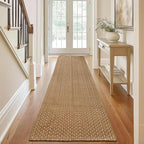 Boho 2x8 ft Runners for Hallway,Braided Style Long Kitchen Runner Rugs,Soft Faux Jute Rug,Neutral Entryway Runners,Washable Solid Carpet for Bedroom,Hallway Living Room,Non Slip,Tan Brown