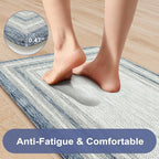 KIMODE Anti Fatigue Kitchen Mats for Floor, Farmhouse Rugs for Kitchen Floor, Cushioned Kitchen Floor Mat Non Slip, Comfort Memory Foam Standing Mat for Laundry Office Sink Desk Blue 24"x59"