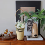 GYASVWU Straw Woven Hanging Basket, Rustic Flower Girl Baskets, Front Door Basket for Flowers,Wicker Flower Baskets for Home Decor, Wedding, Garden, Farmhouse, Gift