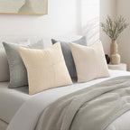Topfinel Decorative Neutral Throw Pillow Covers 16×16,Farmhouse Cozy Cushion Cover Set of 4 with Corduroy,Soft Accent Pillowcases for Couch,Bed,Living Room Home Decor (Cream,White)