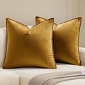 MIULEE Mustard Yellow Velvet Throw Pillow Covers 18x18 Soft Decorative Solid Square Cushion Cases Pack of 2 Modern Luxury Home Decor for Couch, Sofa, Bedroom