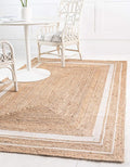 Unique Loom Braided Jute Collection Classic Quality Made Natural Hand Woven with Coastal Design Area Rug (8' 0 x 10' 0 Rectangular, Natural/ Ivory)