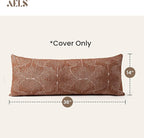 AELS Boho Decorative Textured Lumbar Throw Pillow Covers 14x36, Organic Modern Mid Century Rainbow Tufted Long Pillow Case, Farmhouse Geometric Woven Cushion Case for Bed Couch Sofa, Burnt Orange